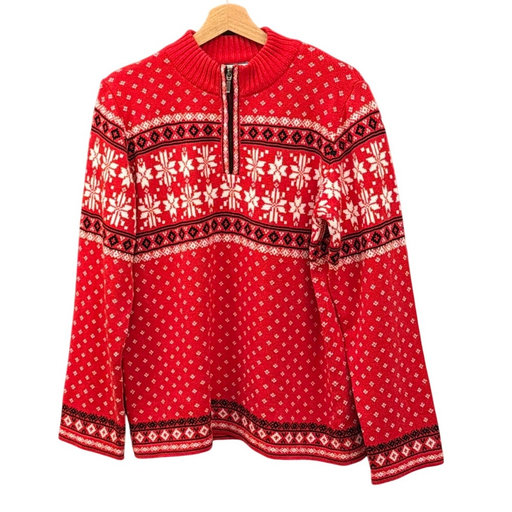 Vintage Hartstrings Quarter Zip Sweater Nordic Fair Isle Holiday Alpine Holiday